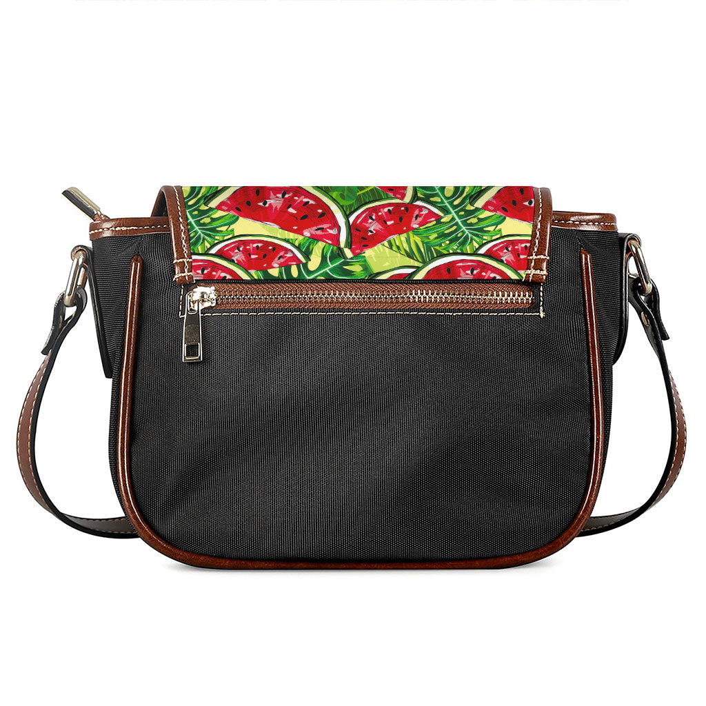 Tropical Leaves Watermelon Pattern Print Saddle Bag
