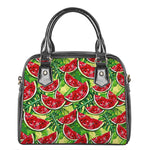 Tropical Leaves Watermelon Pattern Print Shoulder Handbag