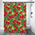 Tropical Leaves Watermelon Pattern Print Shower Curtain