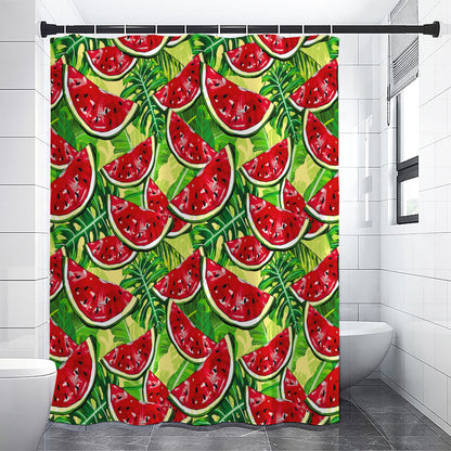Tropical Leaves Watermelon Pattern Print Shower Curtain