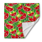 Tropical Leaves Watermelon Pattern Print Silk Bandana