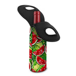 Tropical Leaves Watermelon Pattern Print Single Neoprene Wine Tote