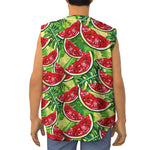 Tropical Leaves Watermelon Pattern Print Sleeveless Baseball Jersey