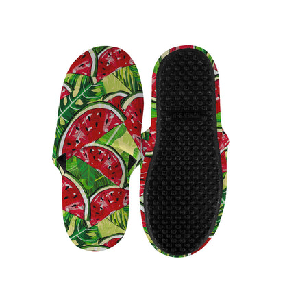 Tropical Leaves Watermelon Pattern Print Slippers