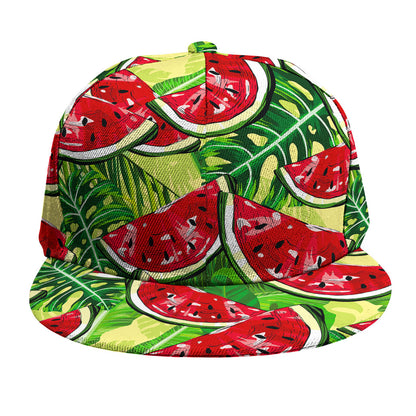 Tropical Leaves Watermelon Pattern Print Snapback Cap