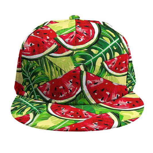 Tropical Leaves Watermelon Pattern Print Snapback Cap