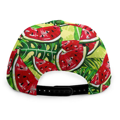 Tropical Leaves Watermelon Pattern Print Snapback Cap