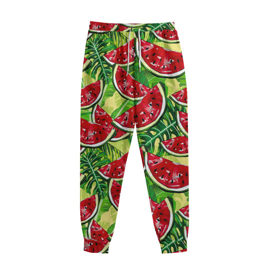 Tropical Leaves Watermelon Pattern Print Sweatpants