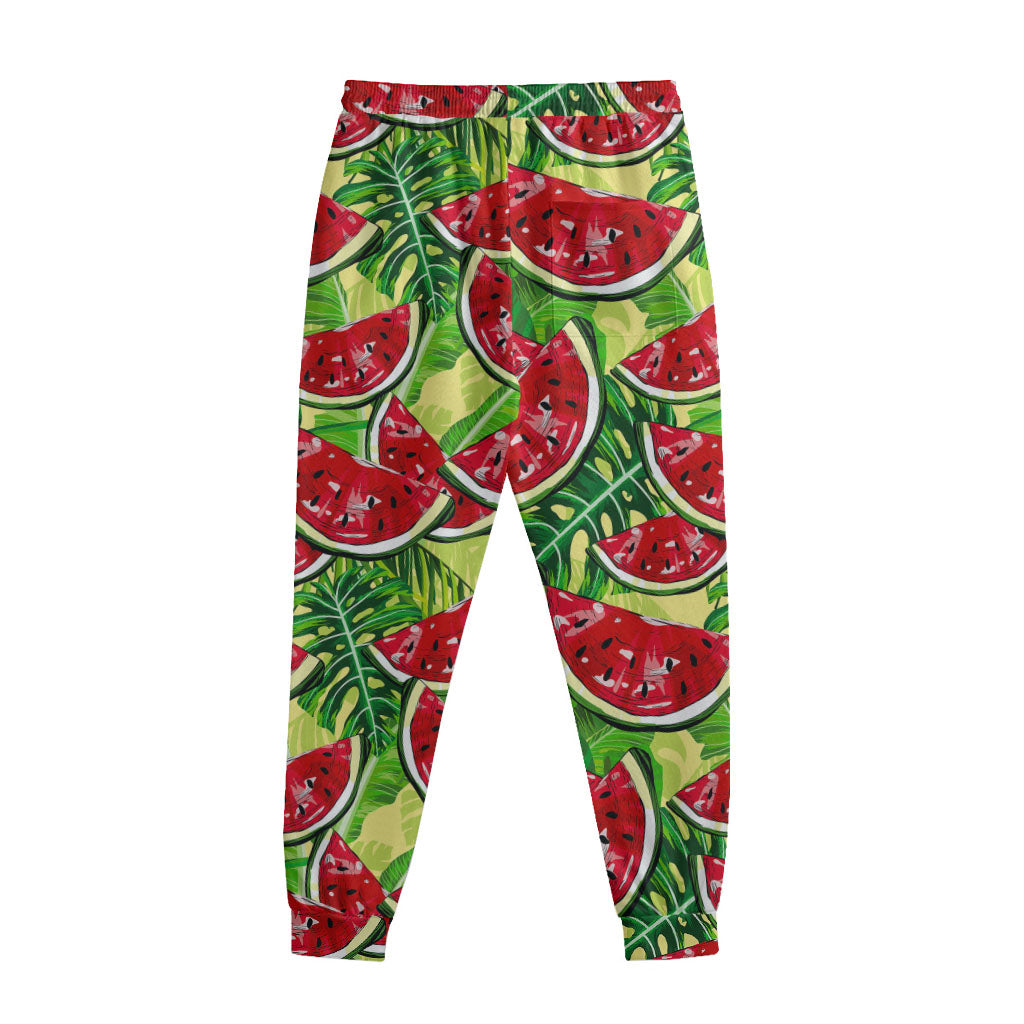 Tropical Leaves Watermelon Pattern Print Sweatpants