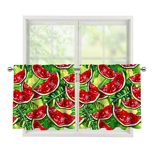 Tropical Leaves Watermelon Pattern Print Tier Curtains