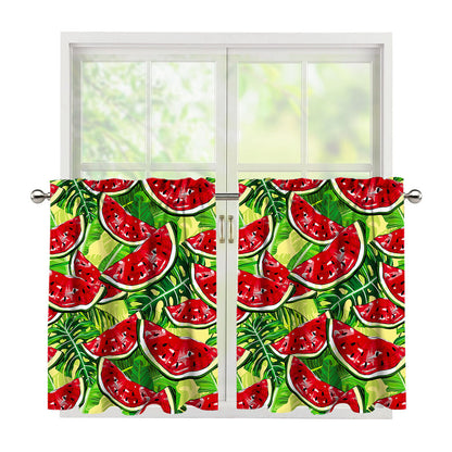 Tropical Leaves Watermelon Pattern Print Tier Curtains