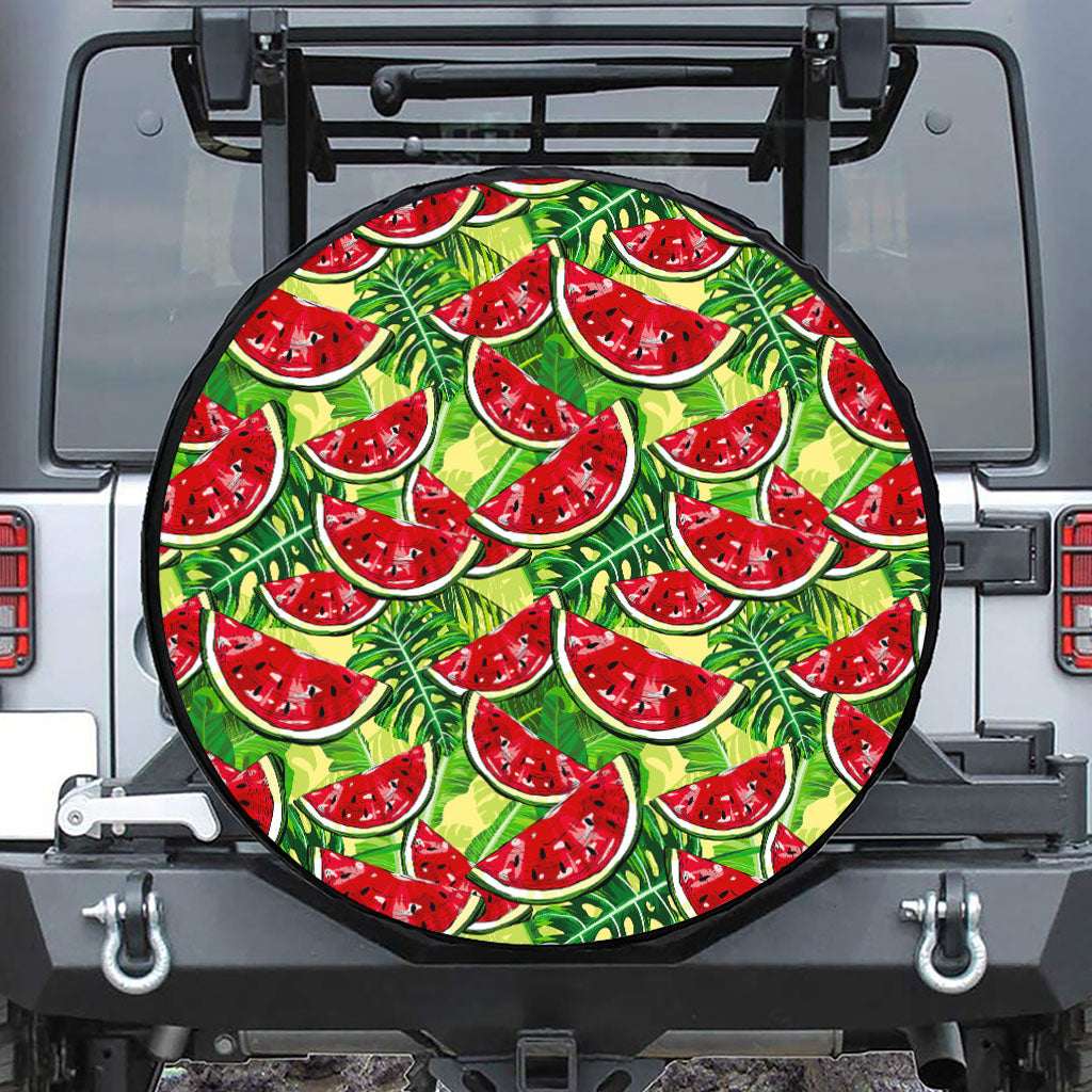 Tropical Leaves Watermelon Pattern Print Tire Cover