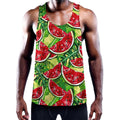 Tropical Leaves Watermelon Pattern Print Men's Workout Tank Top