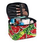 Tropical Leaves Watermelon Pattern Print Travel Makeup Bag