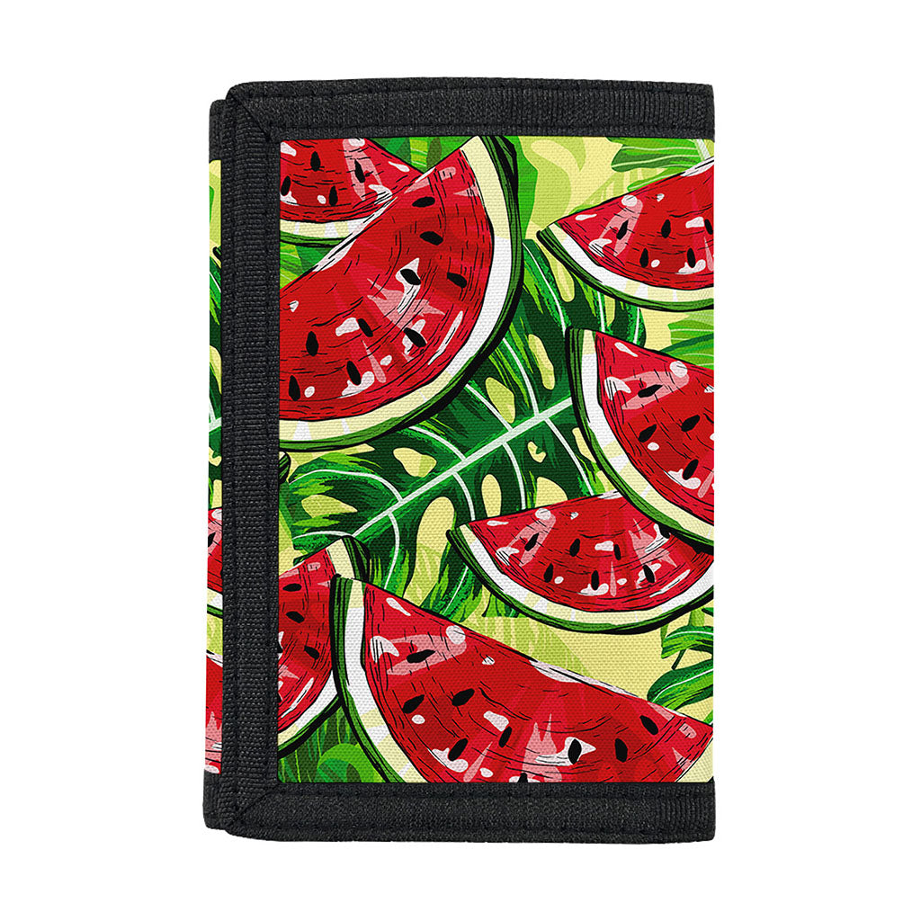 Tropical Leaves Watermelon Pattern Print Trifold Wallet