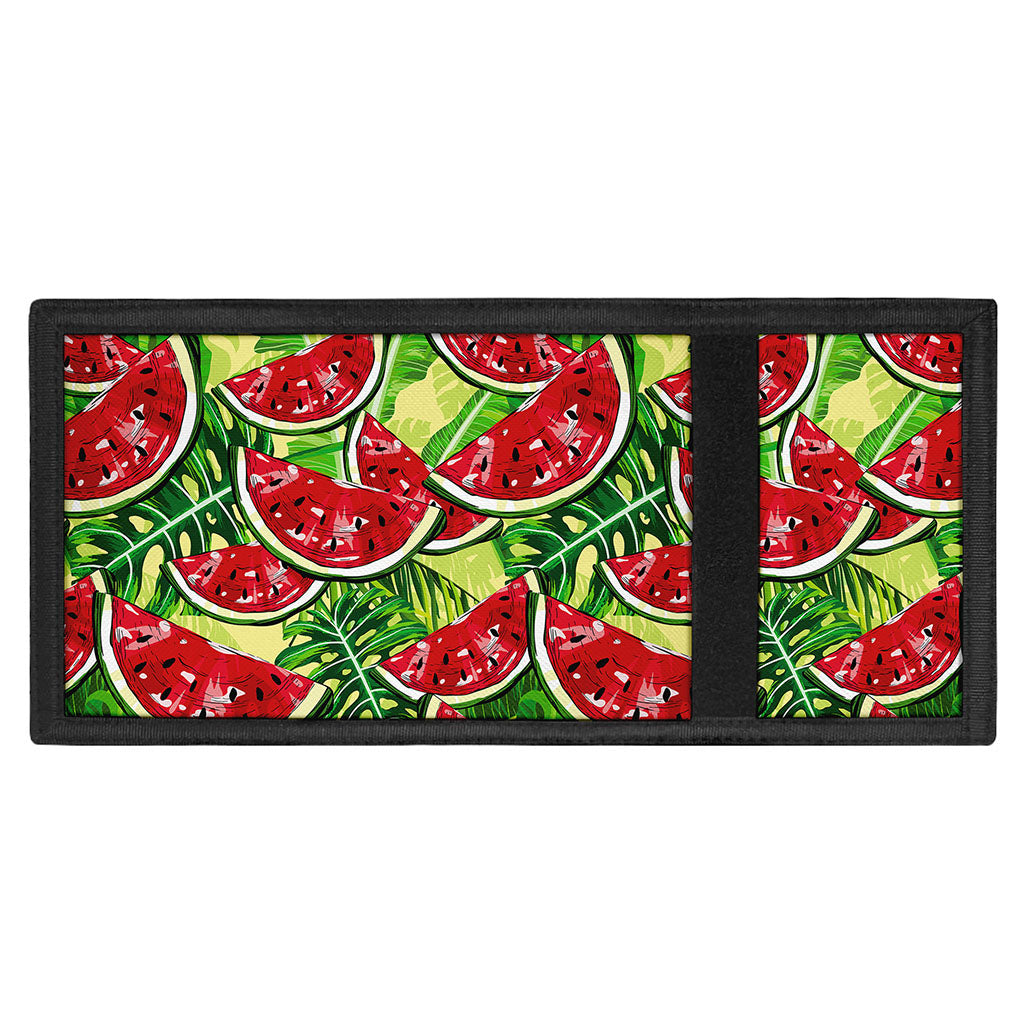 Tropical Leaves Watermelon Pattern Print Trifold Wallet