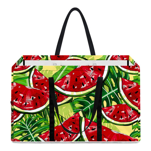 Tropical Leaves Watermelon Pattern Print Utility Tote Bag