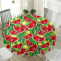 Tropical Leaves Watermelon Pattern Print Waterproof Round Tablecloth