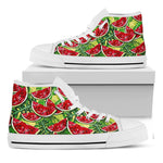 Tropical Leaves Watermelon Pattern Print White High Top Sneakers