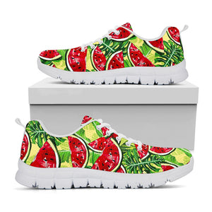 Tropical Leaves Watermelon Pattern Print White Running Shoes