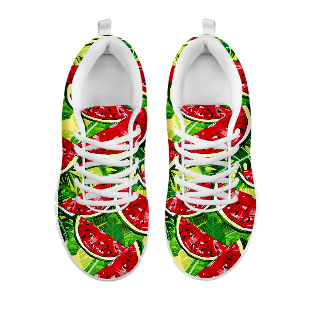 Tropical Leaves Watermelon Pattern Print White Running Shoes