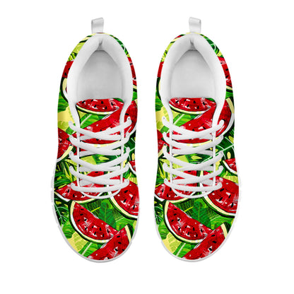 Tropical Leaves Watermelon Pattern Print White Running Shoes