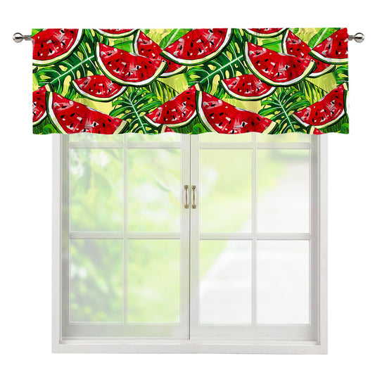 Tropical Leaves Watermelon Pattern Print Window Valance