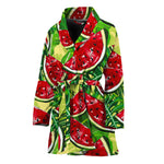 Tropical Leaves Watermelon Pattern Print Women's Bathrobe