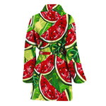 Tropical Leaves Watermelon Pattern Print Women's Bathrobe