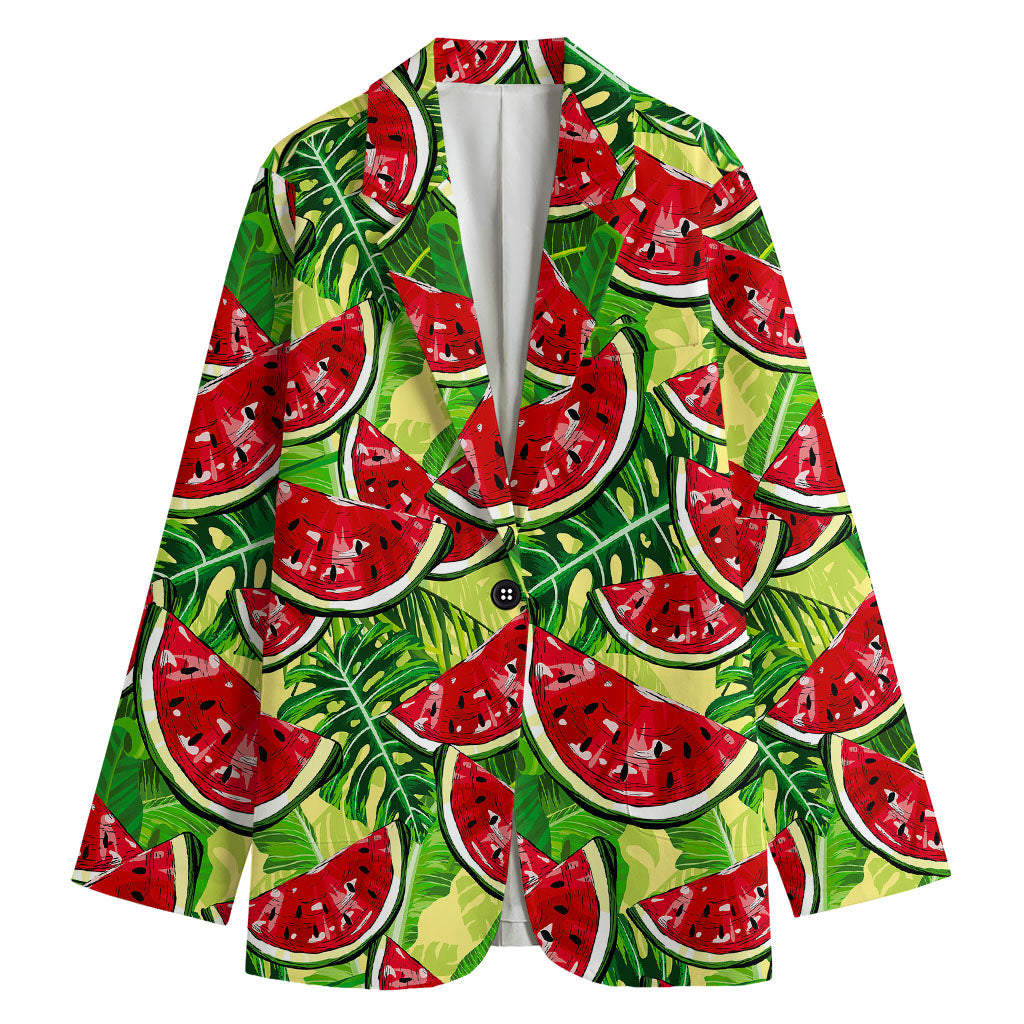 Tropical Leaves Watermelon Pattern Print Women's Blazer