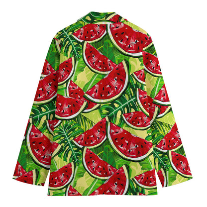 Tropical Leaves Watermelon Pattern Print Women's Blazer