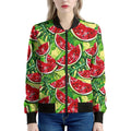 Tropical Leaves Watermelon Pattern Print Women's Bomber Jacket