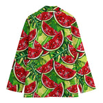 Tropical Leaves Watermelon Pattern Print Women's Cotton Blazer