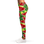 Tropical Leaves Watermelon Pattern Print Women's Leggings