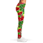 Tropical Leaves Watermelon Pattern Print Women's Leggings