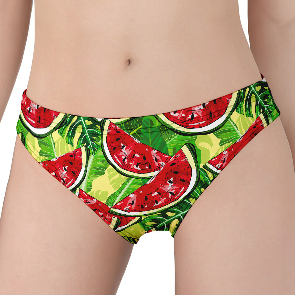 Tropical Leaves Watermelon Pattern Print Women's Panties