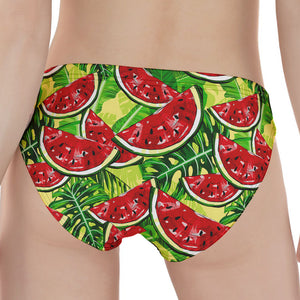 Tropical Leaves Watermelon Pattern Print Women's Panties