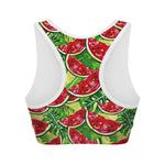 Tropical Leaves Watermelon Pattern Print Women's Sports Bra