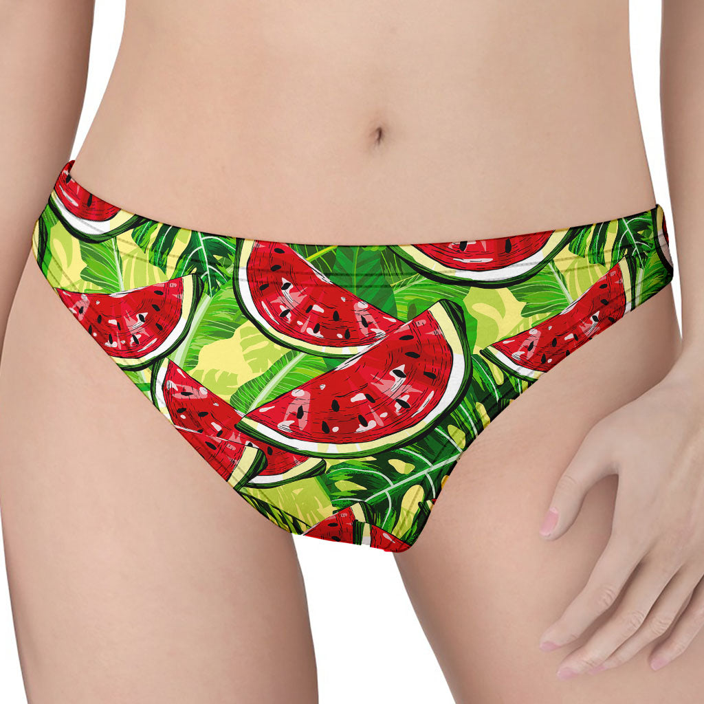 Tropical Leaves Watermelon Pattern Print Women's Thong