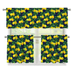 Tropical Lemon Pattern Print 3 Piece Kitchen Curtains
