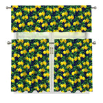 Tropical Lemon Pattern Print 3 Piece Kitchen Curtains