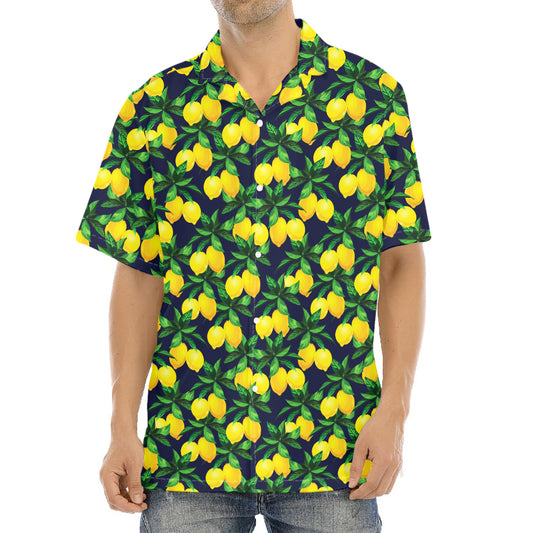 Tropical Lemon Pattern Print Aloha Shirt