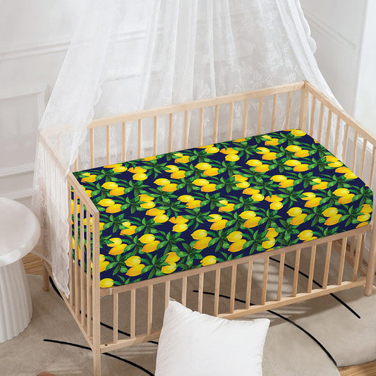 Tropical Lemon Pattern Print Baby Crib Sheet