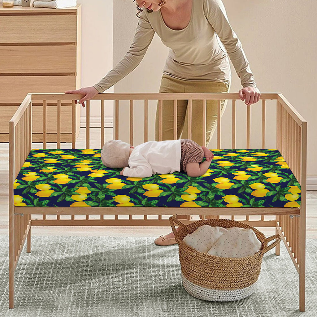Tropical Lemon Pattern Print Baby Crib Sheet