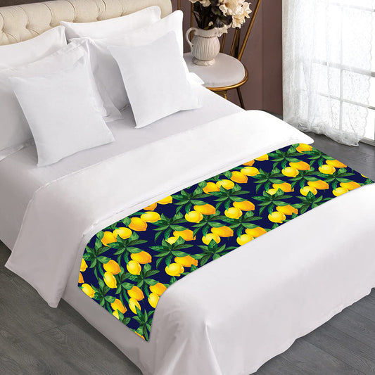 Tropical Lemon Pattern Print Bed Runner