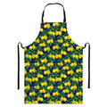 Tropical Lemon Pattern Print Bib Apron With Pocket