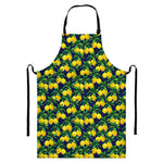 Tropical Lemon Pattern Print Bib Apron With Pocket