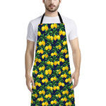 Tropical Lemon Pattern Print Bib Apron With Pocket