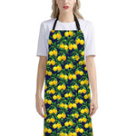 Tropical Lemon Pattern Print Bib Apron With Pocket