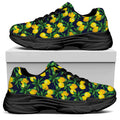 Tropical Lemon Pattern Print Black Chunky Shoes